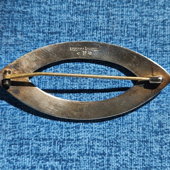 Antique Sterling Silver Enamel Brooch Champleve Sash Pin Circa 1915 Robbins - Picture 2 of 6